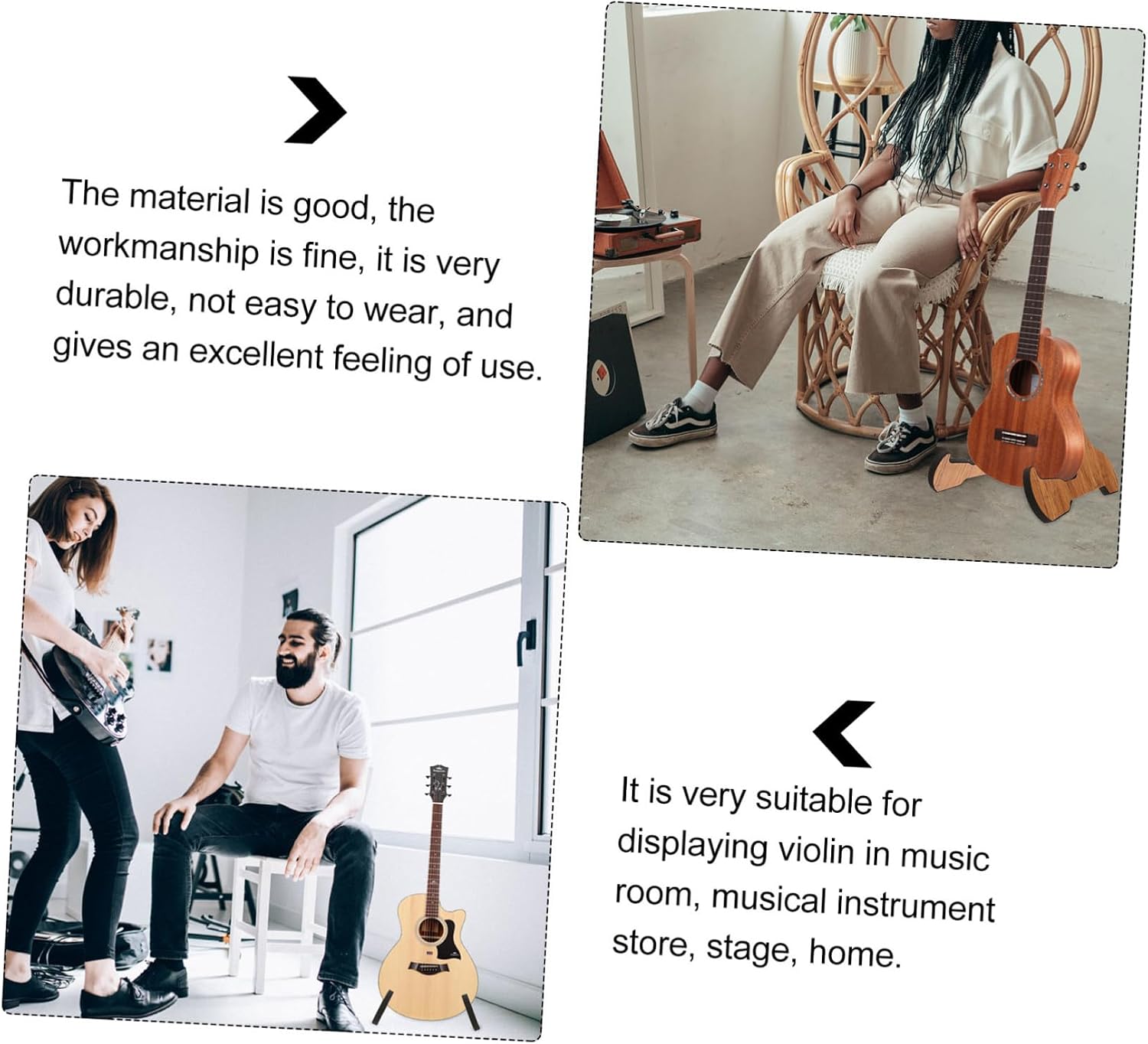 LIFKOME Foldable Vertical Violin Holder Stand Violin Bracket Ergonomic Design Stable Support for Acoustic Guitar Bass Portable Rack for Musicians