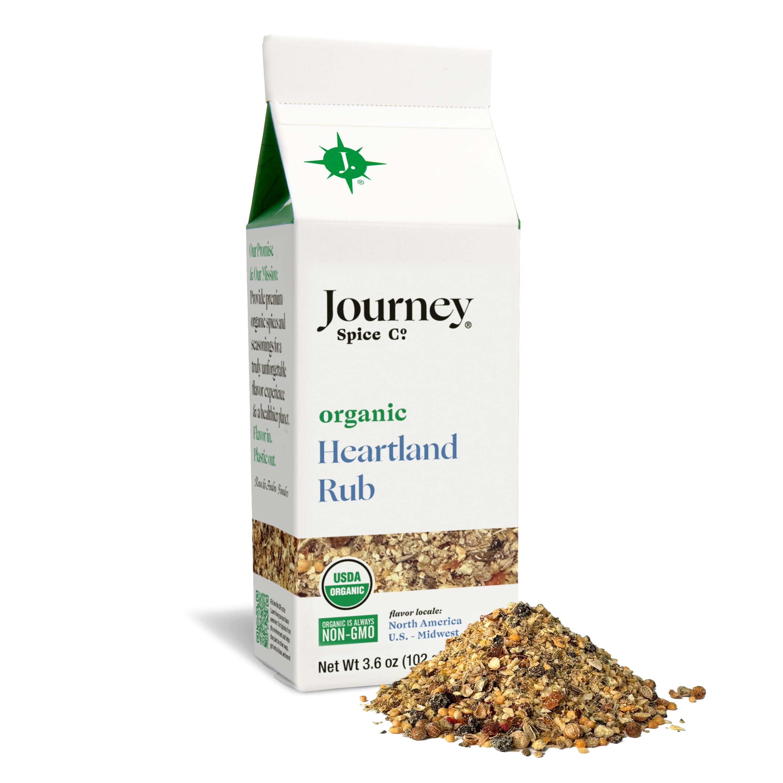 Organic Heartland Rub by Journey Spice Co. | Gourmet Coarse All-Purpose Dry Rub Inspired by Chicago Steak Seasoning for Steak, Chicken, Poultry, Meat,