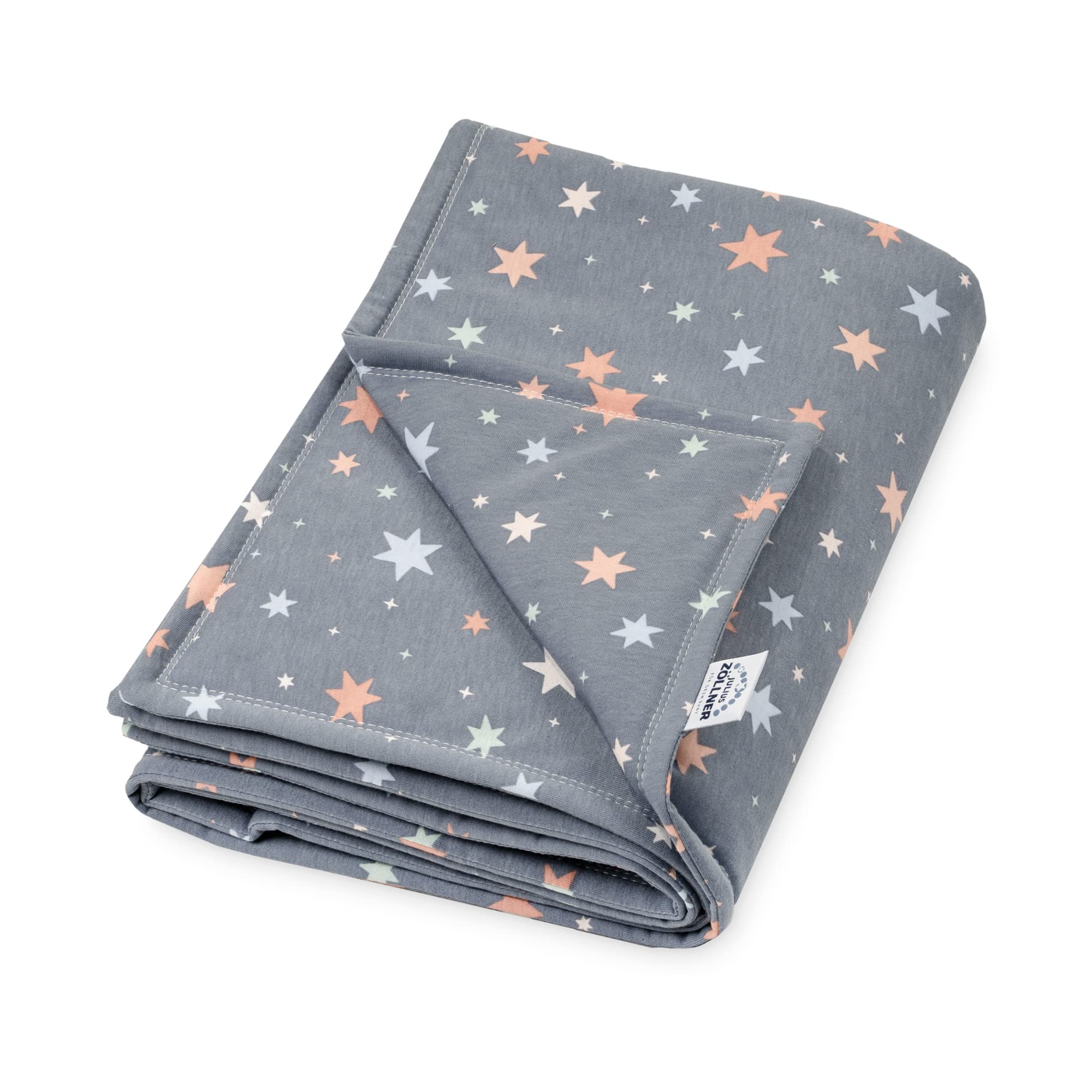 Julius Zöllner Jersey Decke gefüttert aus Baumwoll-Jersey | Gr. 70x100 cm | Made in Germany | OEKO-TEX® STANDARD 100 | Shiny Stars