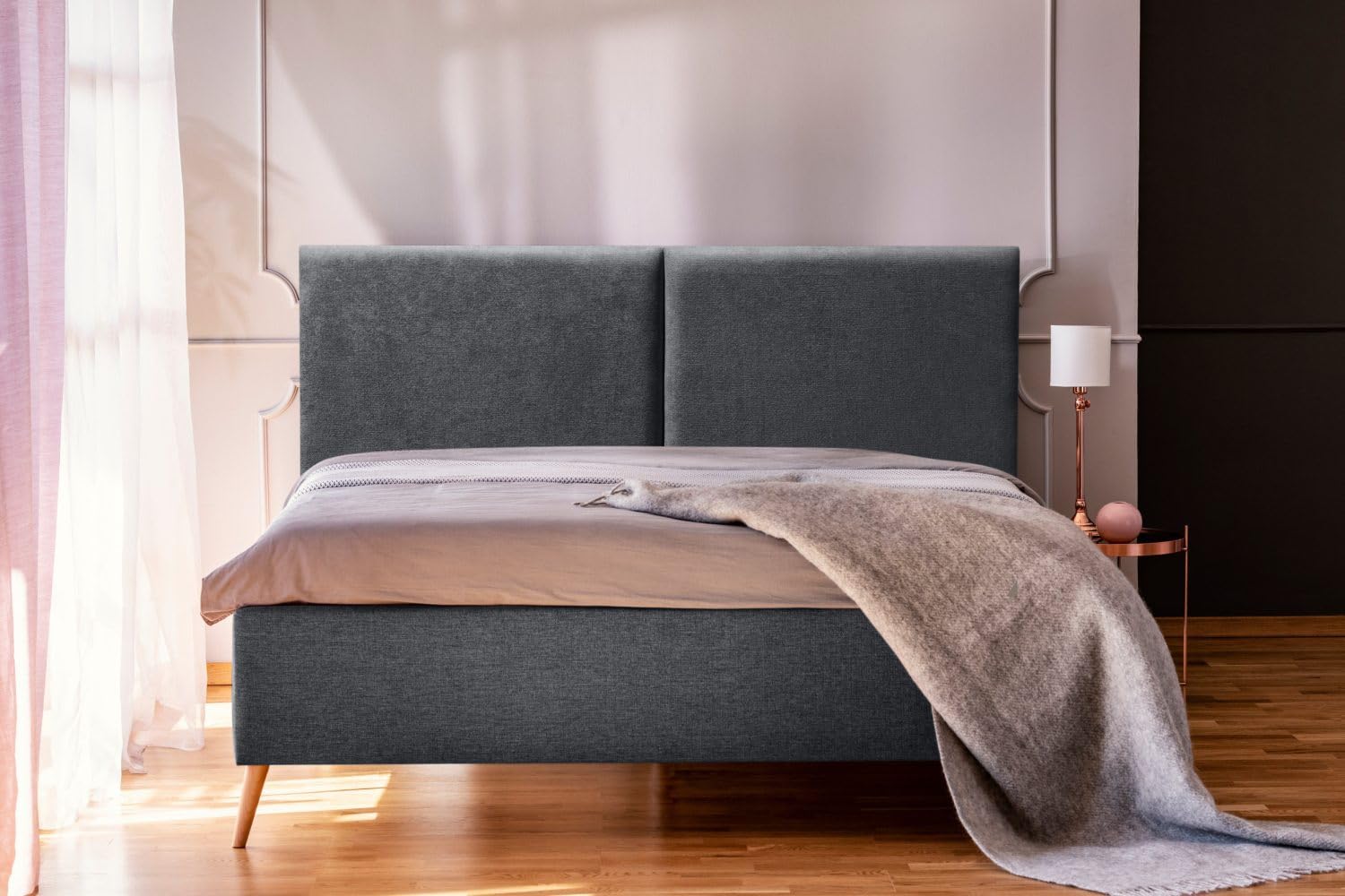 DecorQUALITY Cabecero de Cama Tela Antimanchas Toronto - Cabecero Tapizado y Acolchado Premium - Todas Las Medidas y Colores (180X70, Gris Marengo)