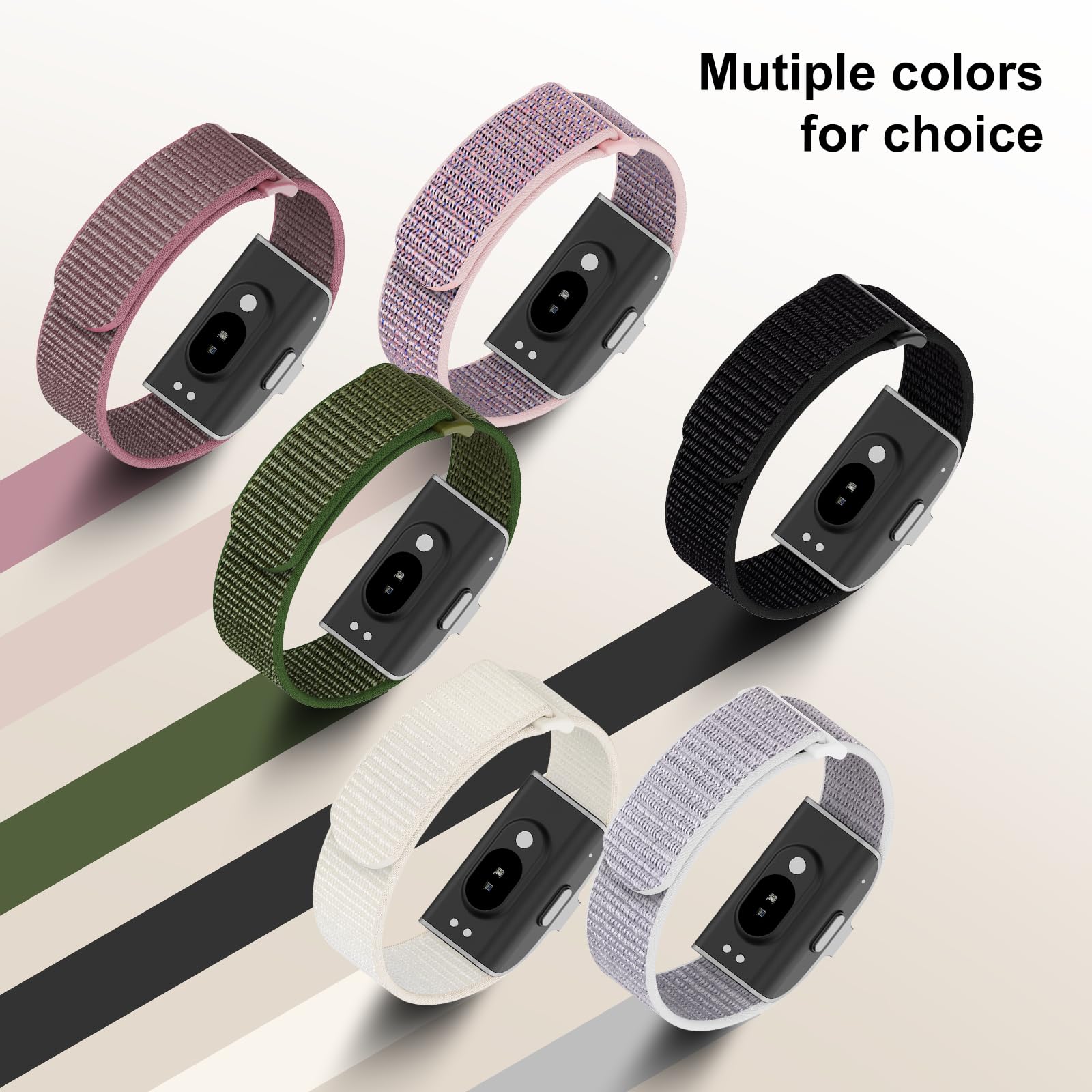 ZOOROO 3-Pack Nylon Loop Sport Replacement Bands Compatible with Hume Health Band, Soft Breathable Adjustable Wrist Band for Hume Band Replacement Strap Wristband for Fitness Tracker Women Men — view 7