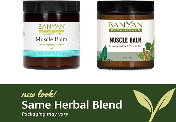 Banyan Botanicals Muscle Balm Organic Muscle Massage Balm with Ashwagandha Root & Epsom Salt Supports Healthy Circulation & Soothes Tired Muscles 4oz Non GMO Sustainably Sourced Petroleum Free