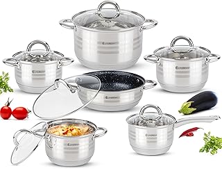 Sponsored You’re seeing this ad based on the product’s relevance to your search query.Learn more about this advertisement EliteHoff 12-Piece Induction Saucepan Set with Glass Lid, 7-Layer Stainless Steel Pot Set, Suitable for Induction Cookers, Cookware Set, Induction Pots Set for All Hobs