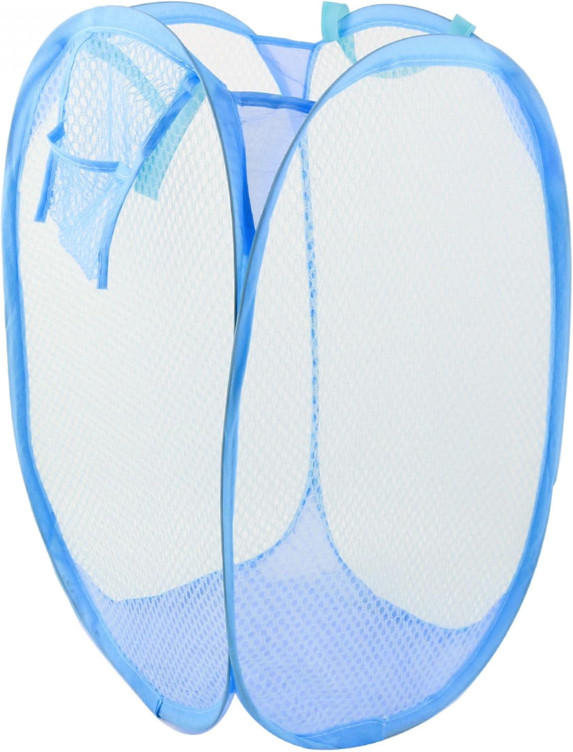 uxcell Home Foldable Pop Up Washing Clothes Storage Bag Box Mesh Laundry Basket Blue