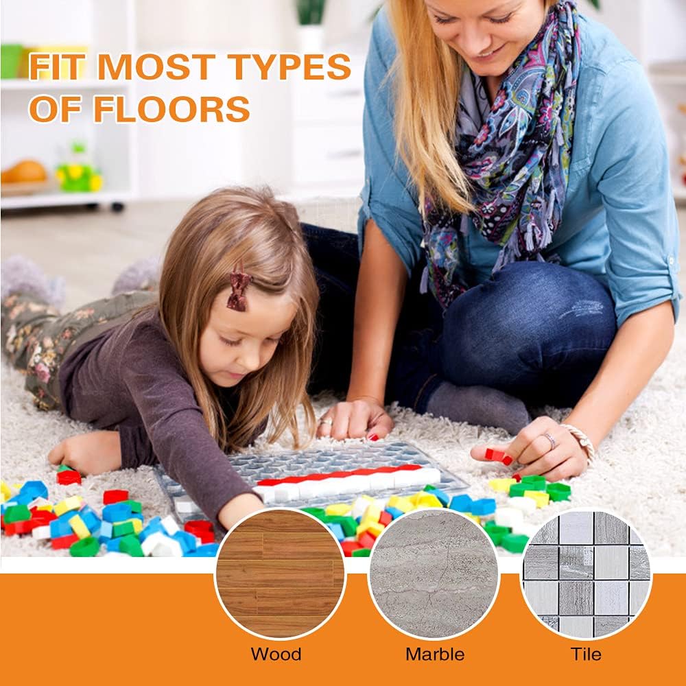 4 Pcs Reusable Rug Pad Grippers, Washable Non Slip Carpet Gripper, Double Sided Round Rug Tape for Hardwood Floors, Tile, Keep Your Round Rug in Place & Make Corner Flat (Black)