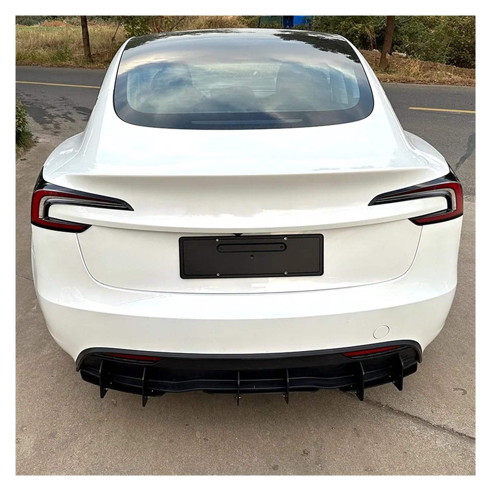 para Tesla para Model 3 Highland 2023-2025 reajuste para difusor de Parachoques Trasero Labio alerón Inferior Cuchilla Viento Placa divisora