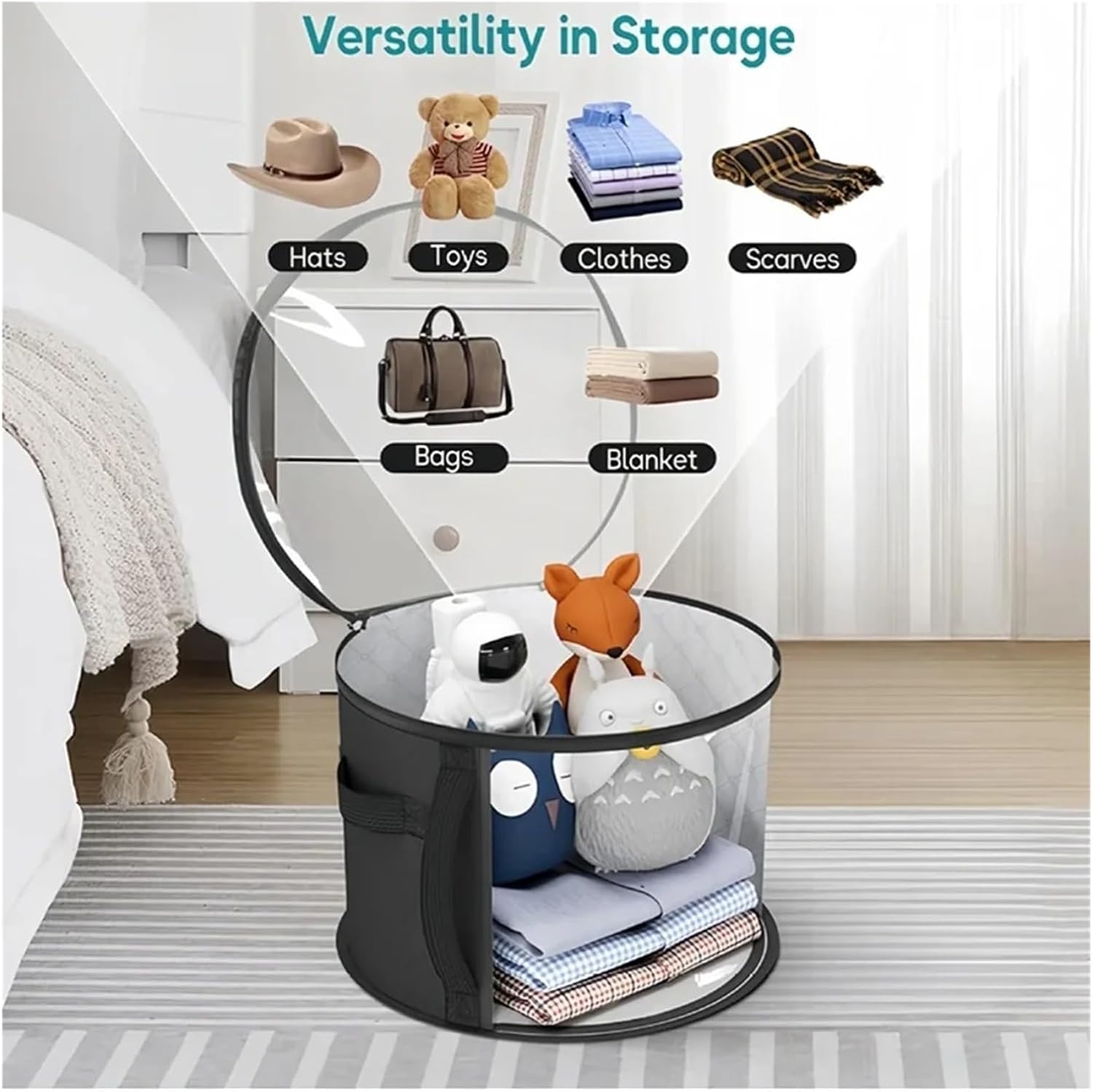 Hat Travel Case 4pcs Hat Box Convenient Round Travel Organizer Wear-Resistant Storage(Gray)