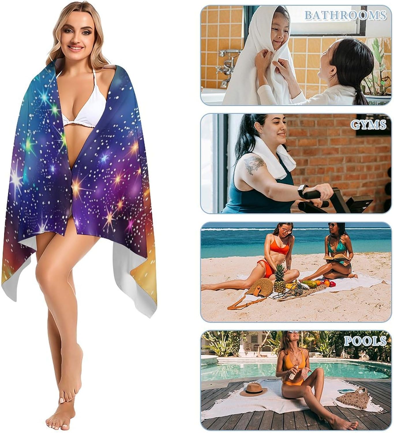 Bright Colorful Abstract Galaxy Universe Bath Towel Beach Towels Quick Dry Oversized Bath Blanket Highly Absorbent Towel for Women Men 160x80cm