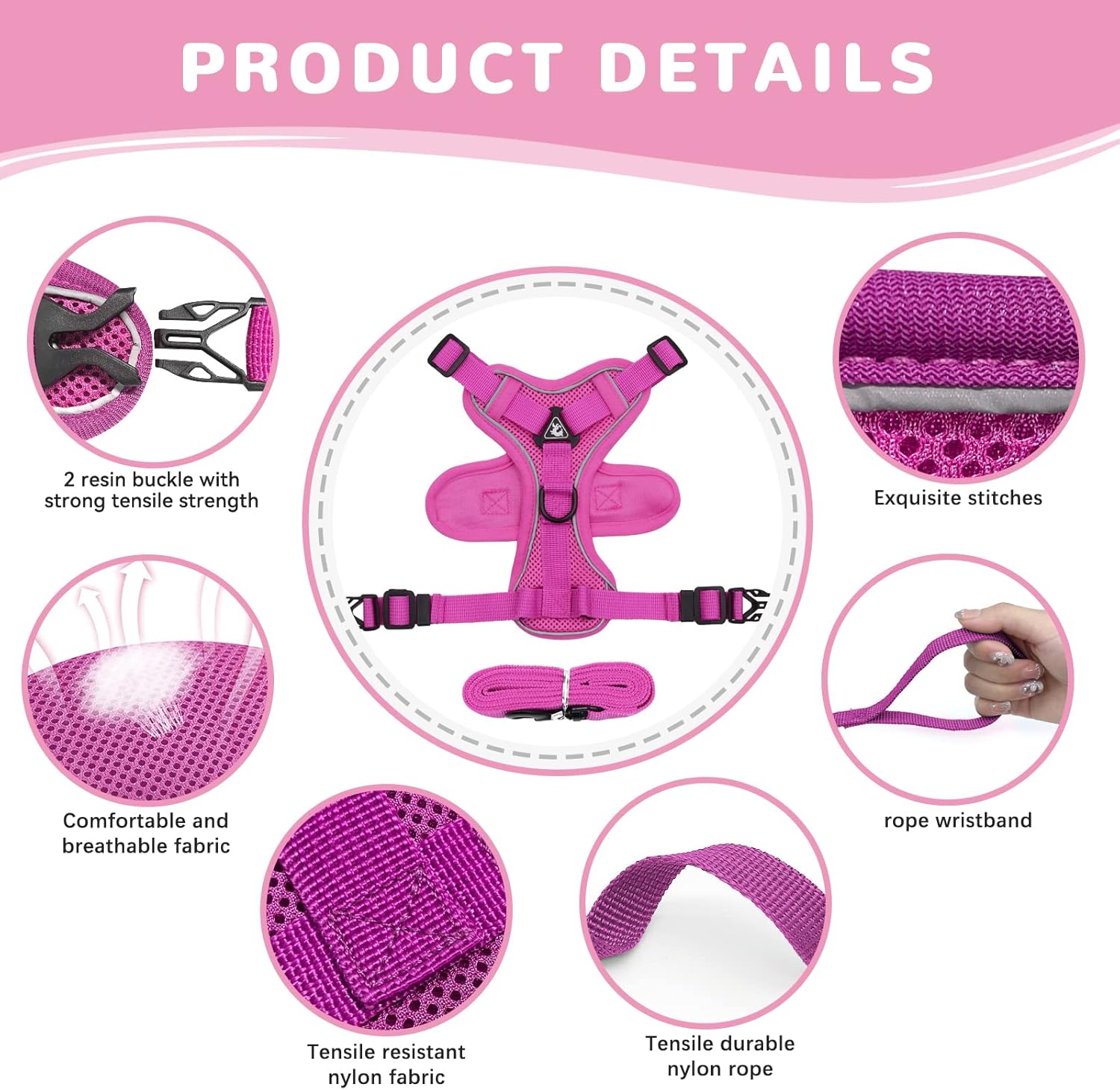 Cat Harness and Lead Set, Adjustable Kitten Harness and Lead Set including Reflective Strips Escape-Proof - Image 5