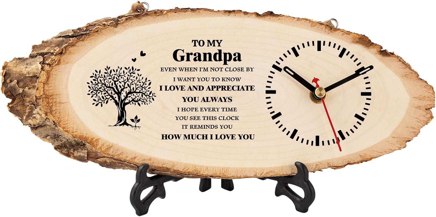 Gifts for Grandpa, Grandpa Birthday Gifts Wooden Clock Wall Decor | Retirement Birthday Gifts for Grandpa, Grandpa Gifts for Birthday DIY Wooden Clock