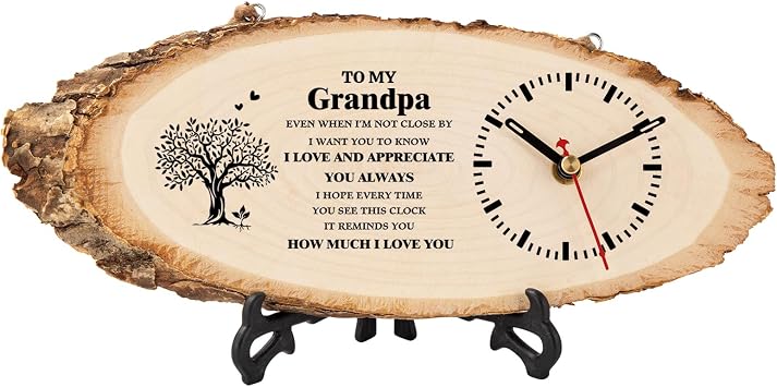Fathers Day Birthday Gift for Grandpa, Grandpa Birthday Gifts Wooden Clock Wall Decor, Retirement Gifts for Grandpa, Large DIY Clock Table Decor
