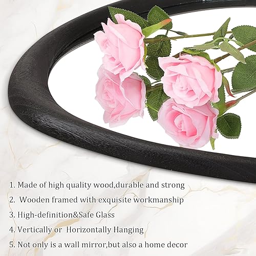 Miniatura 3 de AAZZKANG Espejo irregular negro asimétrico montado en la pared, espejo grande y moderno con marco de madera para baño, dormitorio, sala de estar,