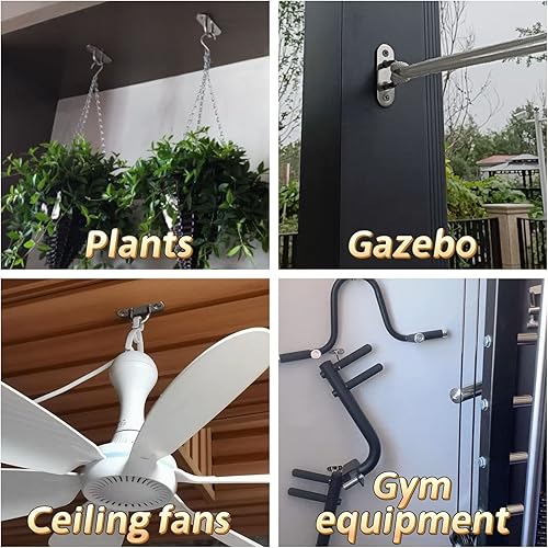 Miniatura 3 de MIMOBEI Ganchos de techo de acero inoxidable resistentes, anclaje de techo de 200 libras, ganchos de techo para luces colgantes, plantas, ventilador