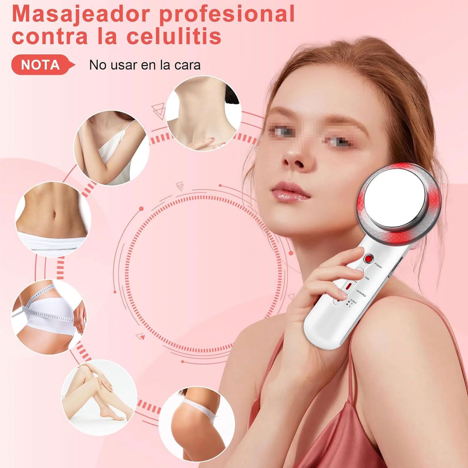 Masajeador Multifuncional, Masajeador Ultrasónico 3 En 1 Terapia Luz Infrarroja EMS Máquina Terapia Ultrasónica Dispositivo Eléctrico para Rostro, Brazos, Cuello, Pies y Cuerpo,A
