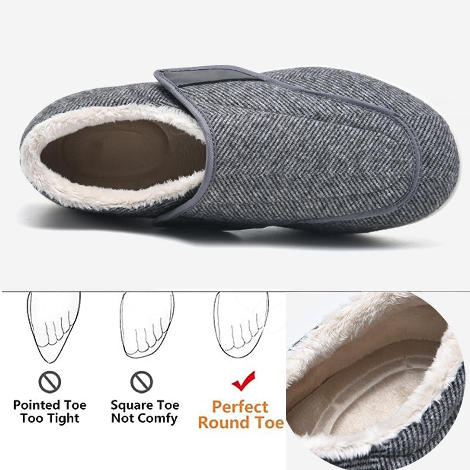 bumuam Zapatos para diabéticos para pies hinchados,Ajustable Zapatos Turgente Pies Pantufla, Anciano Cómodo Botas, Diabético Obesidad Zapatillas EU 40.5(26.5cm/10.4in)