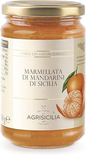 Agrisicilia Sicilian Mandarin Jam, High Quality and Sicilian Fruit, Handmade, 360 g
