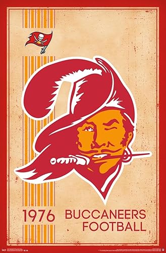 Miniatura 2 de Trends International NFL Tampa Bay Buccaneers - Póster de pared con logotipo retro 14, 19 pulgadas de largo x 13 pulgadas, versión premium sin marco