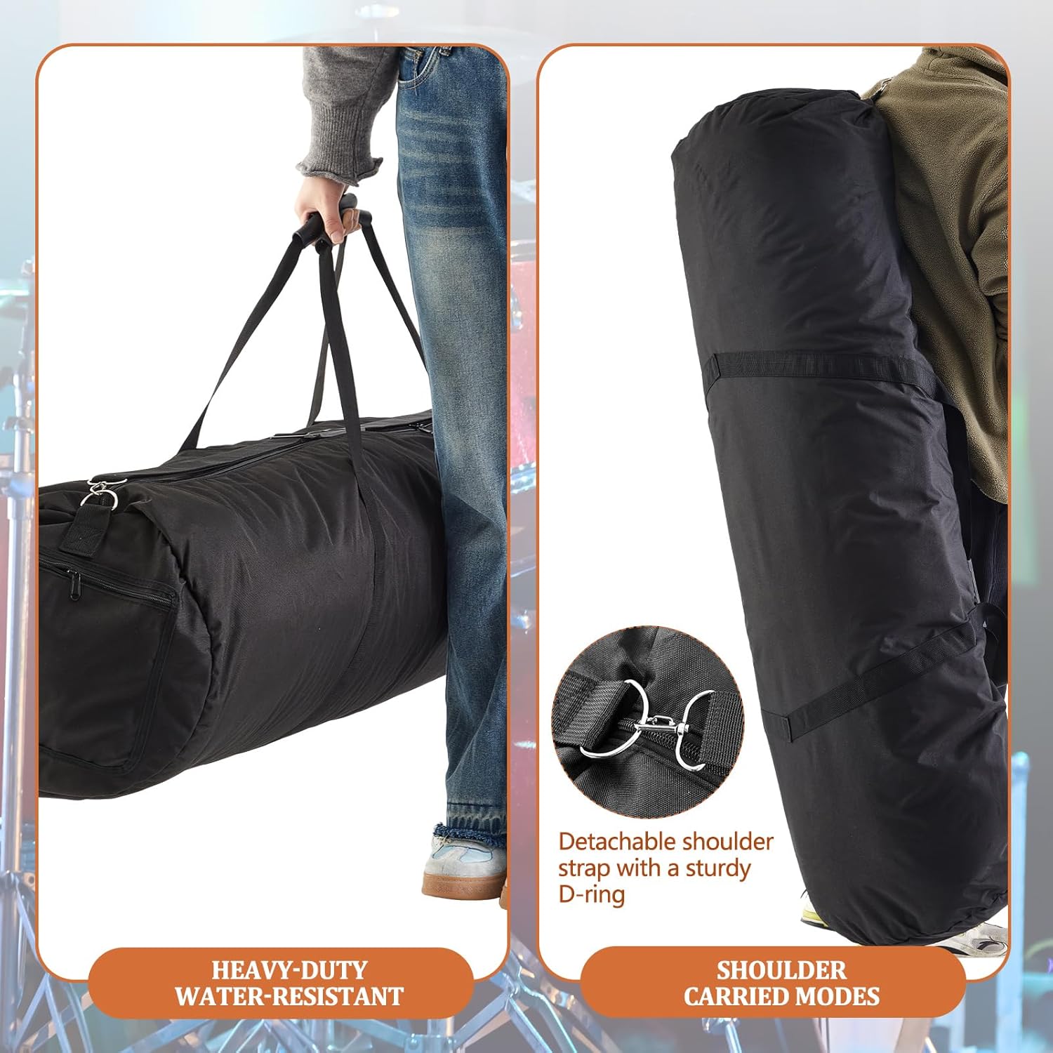 50" Heavy Duty Drum Hardware Bag Drum Set Large Carry Case with Removable Shoulder Strap for Cymbal Stands