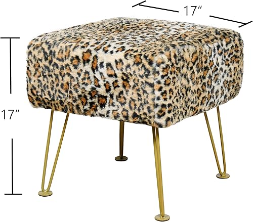 Miniatura 103 de Banco otomano rectangular largo de vaca de piel sintética para entrada, reposapiés suave y peludo, 46 x 16 x 17 pulgadas, banco de asiento