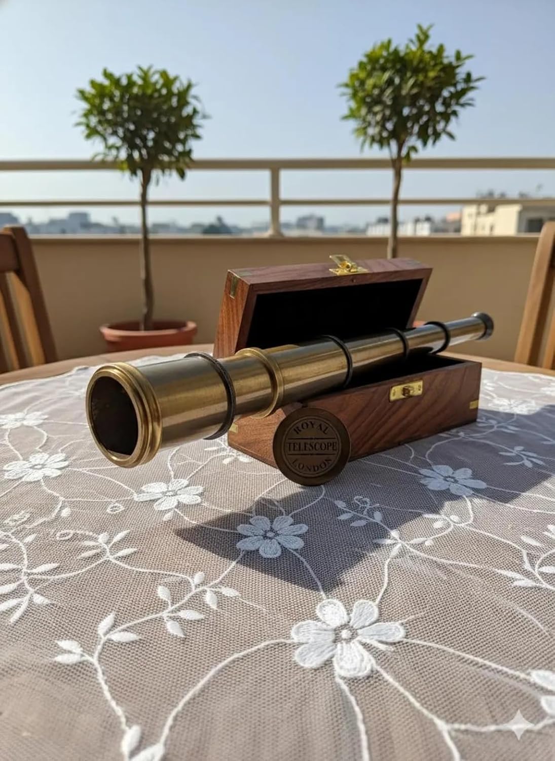 Personalized Brass Telescope Spyglass with Engraved Wooden Box – Working Nautical Telescope Gift, Custom Pirate Spyglass for Him