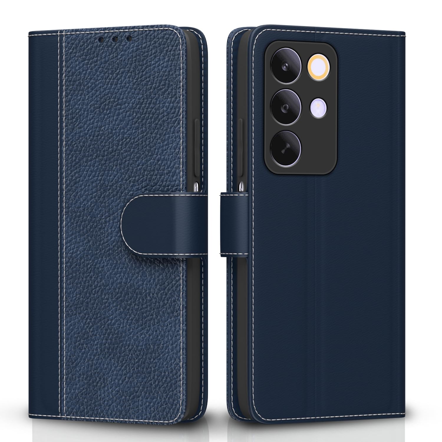 Pikkme Flip Cover for Realme Narzo 90X 5G / Realme C85 5G / Realme 15X 5G | Leather Finish | Wallet Stand and Shock Proof | Complete Protection Flip Case (Blue)