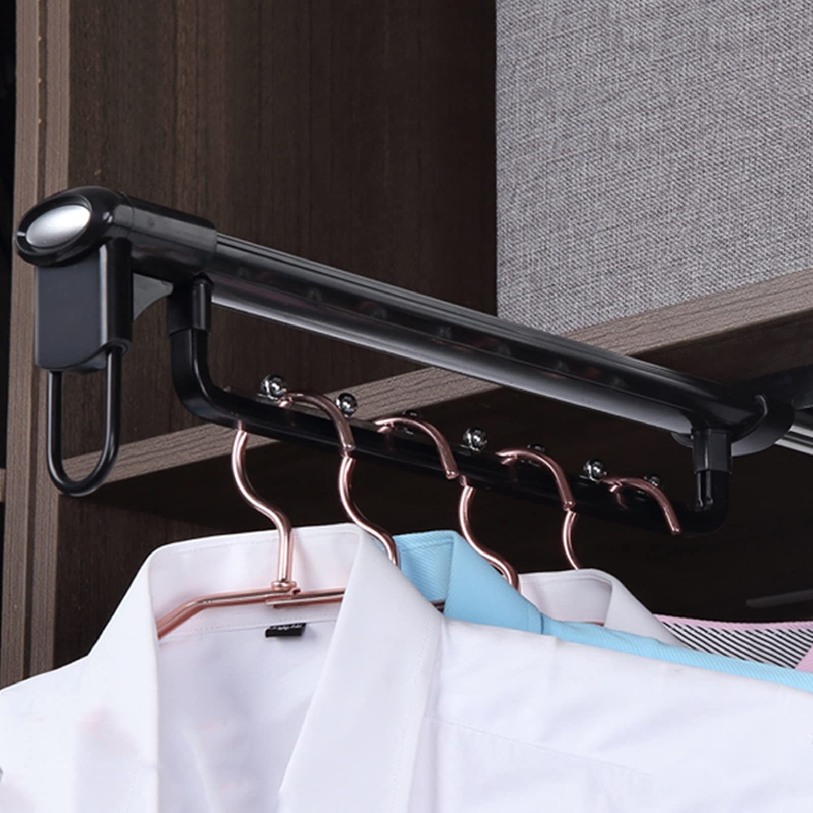 Aresvrgo Appendiabiti Estraibile per Armadio 40 cm,Asta Appendiabiti per Armadio Risparmia Spazio di Archiviazione per Organizzare Vestiti e Pantaloni
