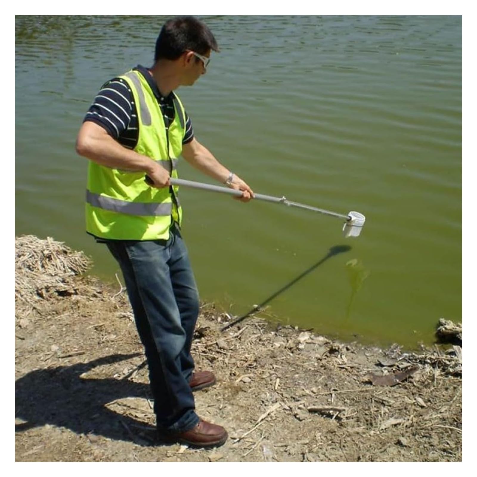 MZZKFC 24-275.6 in 304 Stainless Steel Liquid Sampler Pole, Length Adjustable Water Sampling Spoon with Graduated, Telescopic Liquid Dipper for Overhead Picking(46.1-157.5 in/3.8-13.1 ft)