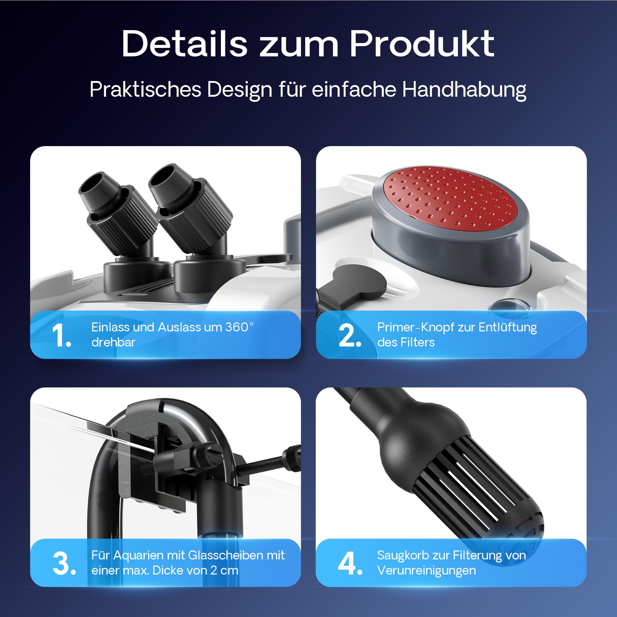 SunSun HW-704A Aquariumaußenfilter 2000 L/h 45Watt mit 4 Stufen, Filtermedien, Aquarium, Filterpumpe