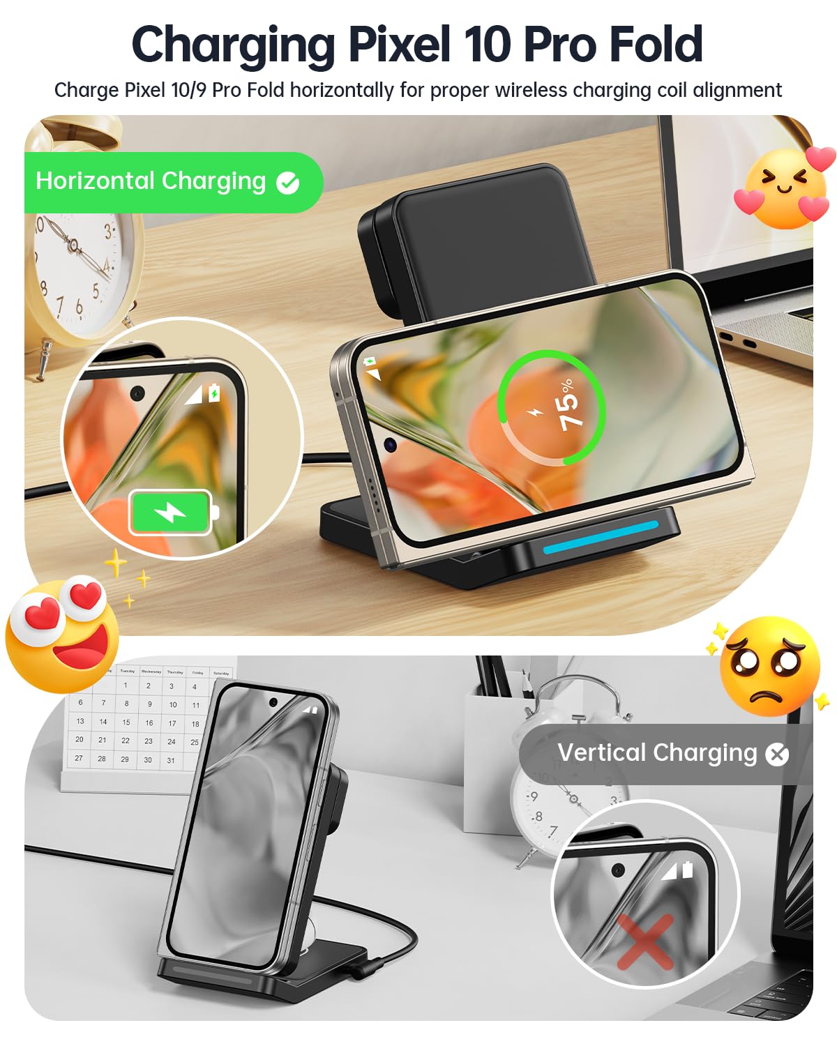 Amazon.com: 3 in 1 Foldable Wireless Charger for Google