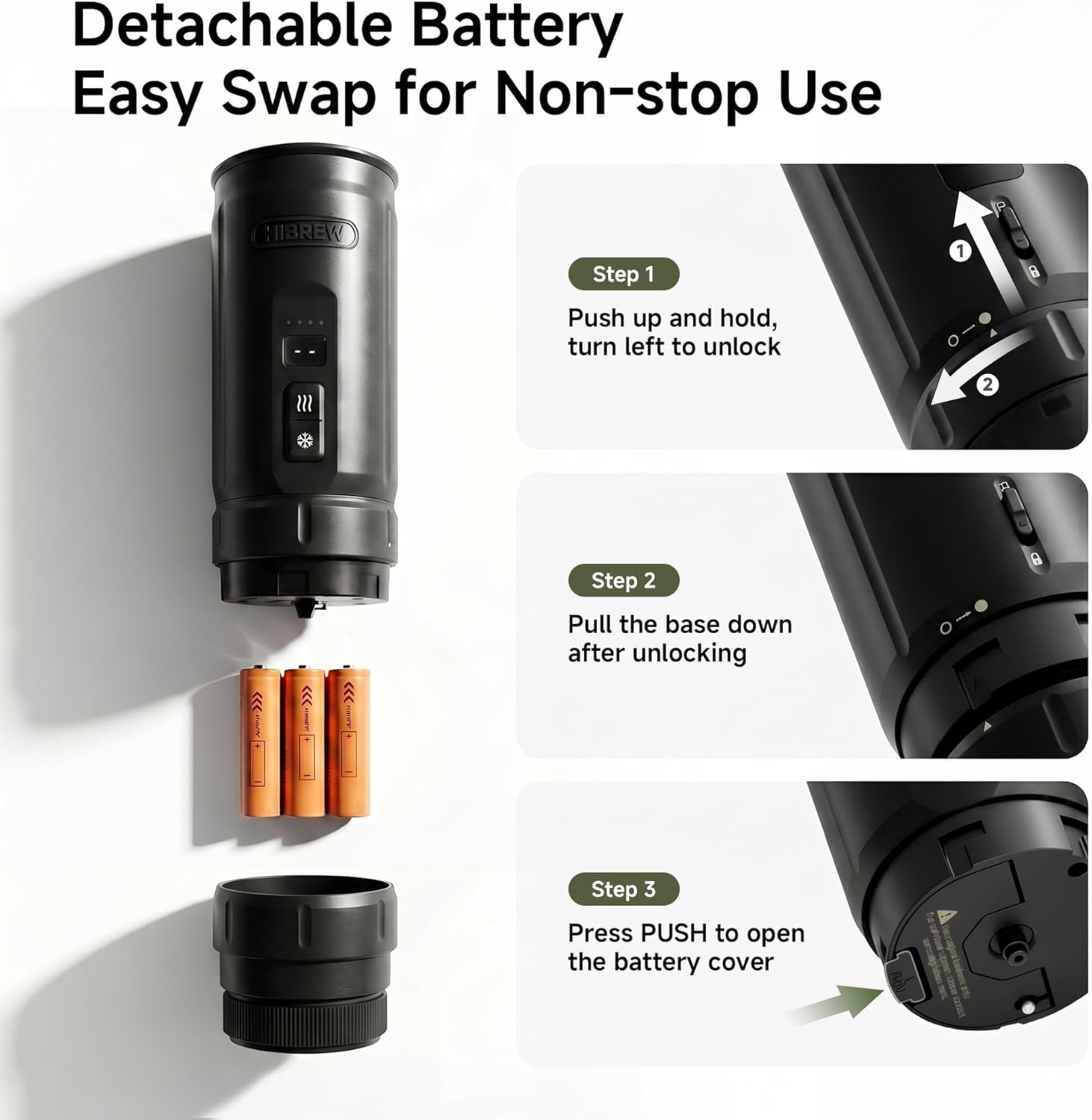 HIBREW H4C Ultra Portable Electric Espresso Maker, 51mm Bottomless Professional Coffee Maker, USB-C Rechargeable for Ground Coffee, Compact for Camping and Travel, with Foldable Holder & Carrying Case thumbnail
