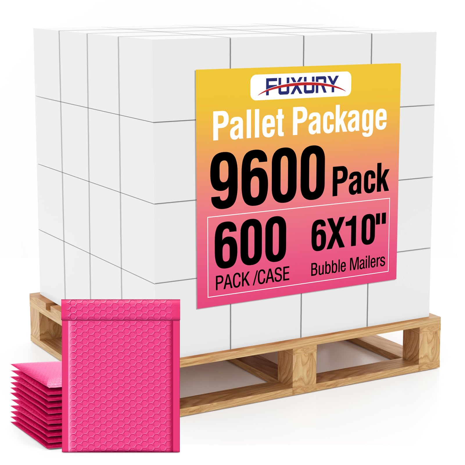 Fuxury Bubble Mailers 6x10" Pink Padded Envelopes 9600 Pack Bulk Pallet