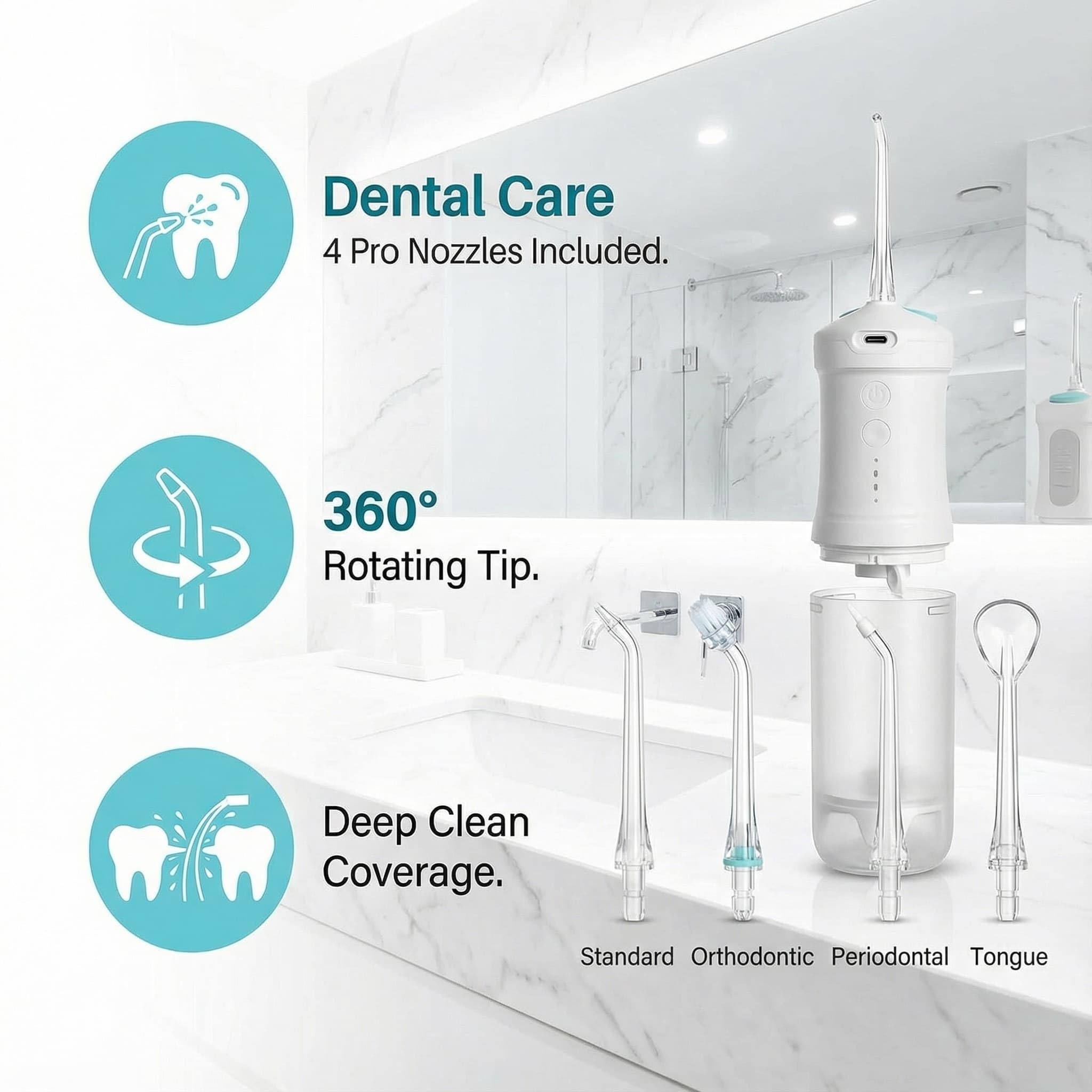 Hydropulseur de voyage sans fil, irrigateur buccal portable pour appareils