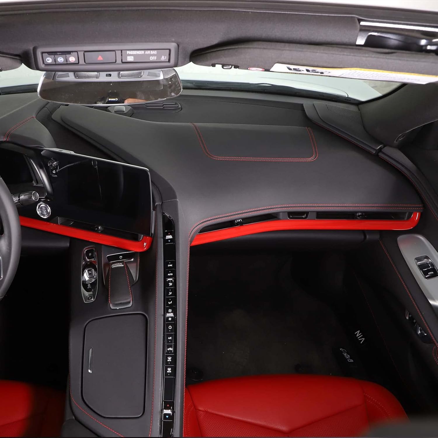 TOYCIDFG Car Dashboard Panel Cover Trim Compatible with Chevrolet Corvette C8 Z06 2020-2025, Car Interior Center Console Kit Decoration Accessories (Red UV)