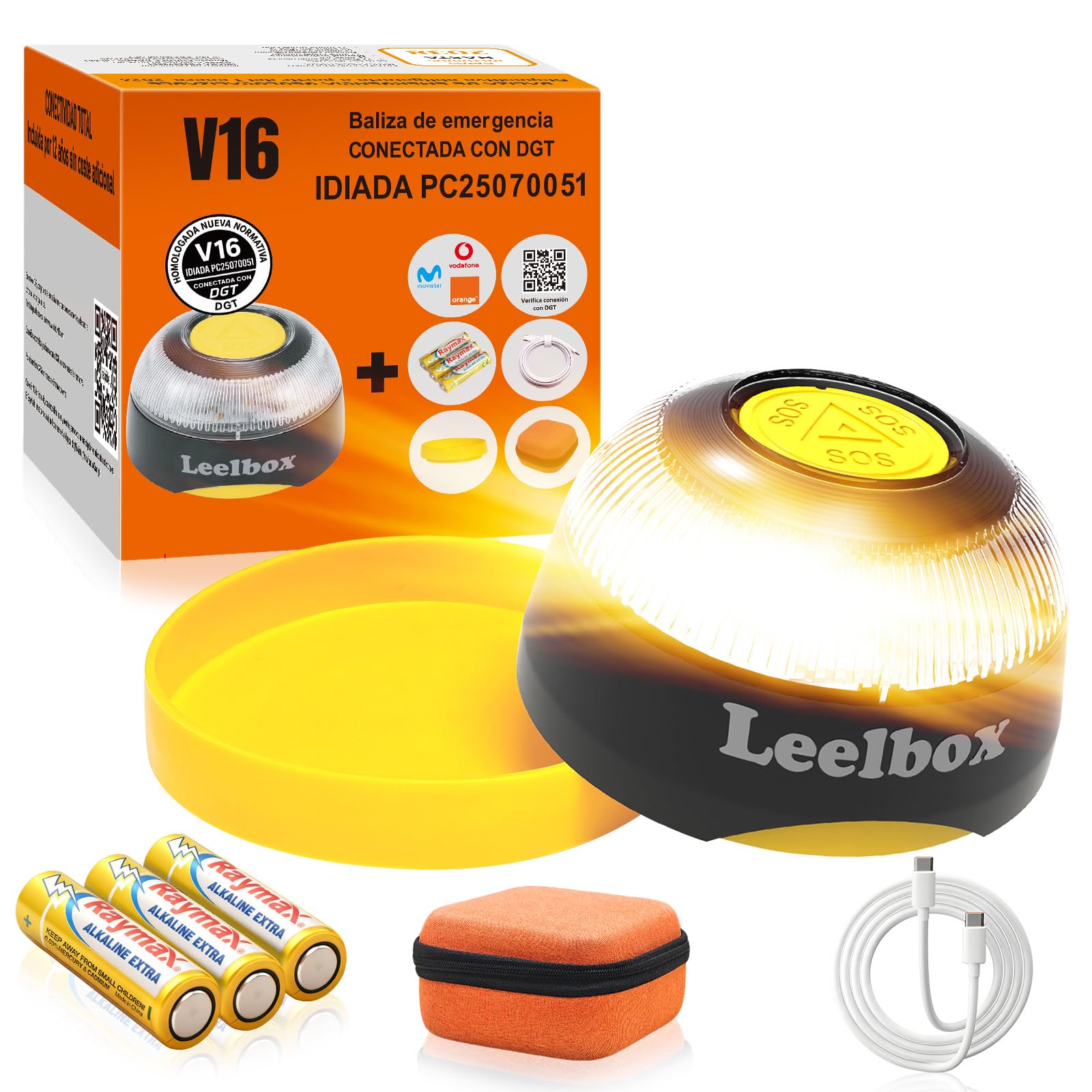 Baliza V16 Homologada Dgt Con Geolocalizador 3.0,V16 Homologada Dgt Con GeolocalizacióN Obligatoria Enero 2026,Baliza V16 Con Tarjeta Gratis Sim Incorporada Hasta 2038 (S-1PCS)