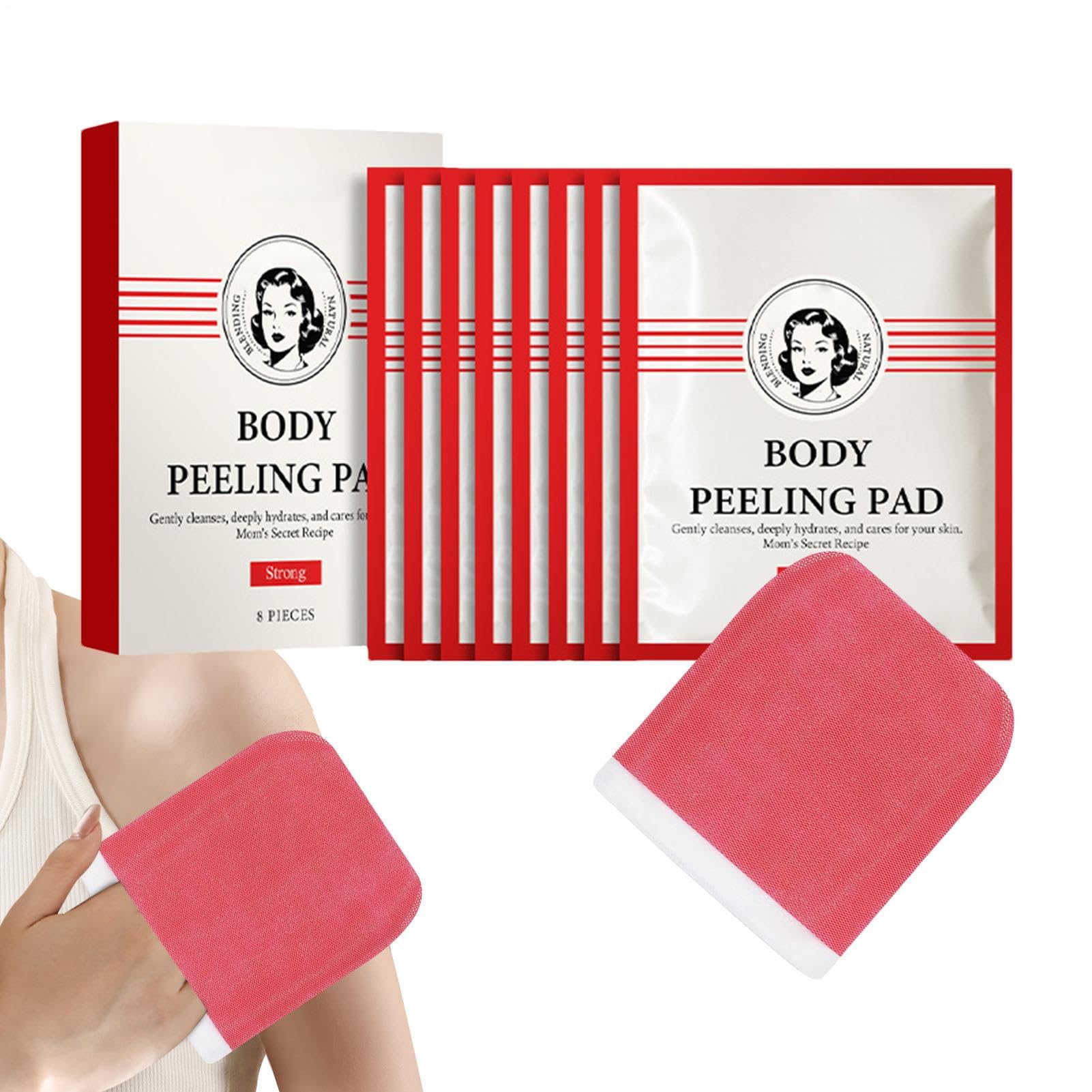 Body Peeling Pad, Portable Gentle Scrub Mitt, Adorable Sensitive Skin for Hand, Arm, Neck, Underarm, Leg, Face, Post-Tanning Skin Care Tool, Women and Men, Red, Green