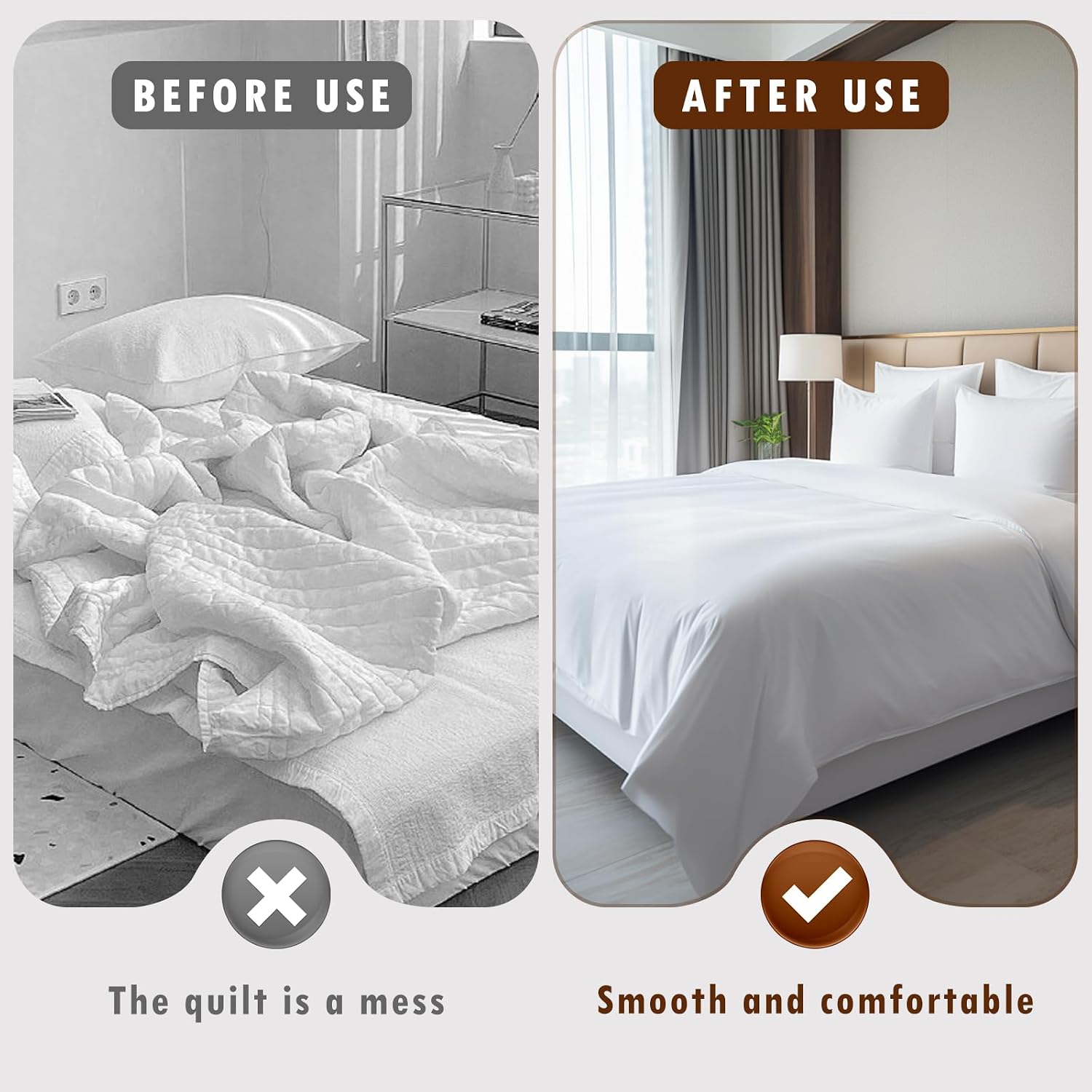 Dayinkes 24PCS Duvet Clips to Hold Comforter Inside, Reusable Duvet Snaps to Hold Comforter, Wrinkle-Free Bed Sheet Fasteners Clips, Easy Stick & Reposition, for Quilts, Sofas, Pillowcases
