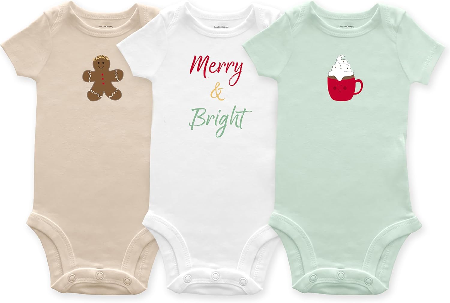 SwaddleDesigns Organic Cotton Baby Bodysuit 3 Pack for Infant Boy or Girl,