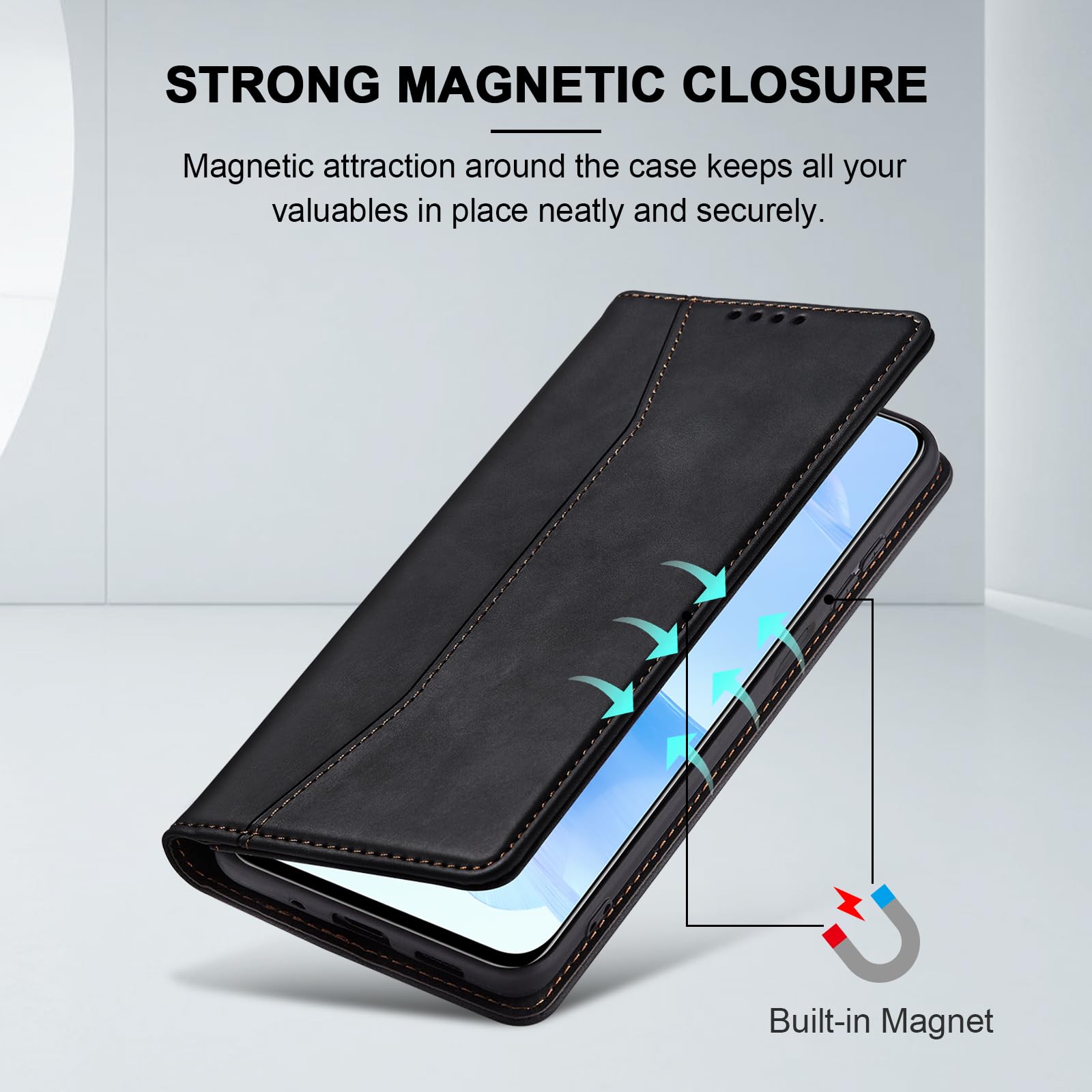 Ganbary Leder-Hülle Für Honor 90 Lite – Klapphülle Mit Kartenschlitzen, Magnet, Standfunktion