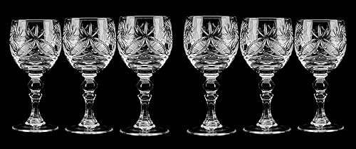 Miniatura 10 de WORLD GIFTS Elegant and Modern - Juego de 6 copas de vino hechas a mano con cristal ruso para fiestas, copa de vino de 8 onzas, juego de 6