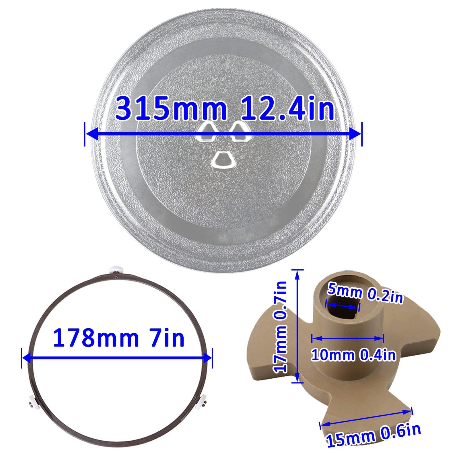 Drehteller Für Mikrowelle, Rund, 5mm Thick Glasdrehteller Für Mikrowellen, Universall Ersatz Teller Glasplatte Für Diverse Mikrowellen, Mikrowellenteller Mit Drehtellerring Und Unterstützung ( Color :