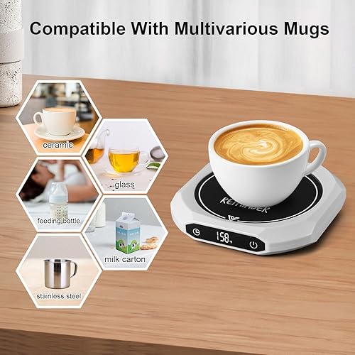 Miniatura 6 de Calentador de taza de café, calentador eléctrico inteligente con 3 ajustes de temperatura, calentador de bebidas apagado automático y temporizador