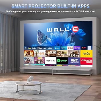 Mini Portable Projector 4K 1080P Full HD Compatible with Android 11 and Netflix, WiFi 6, BT 5.0, 180° Rotation, Small Home Theater Projector with Auto Trapezoidal Correction