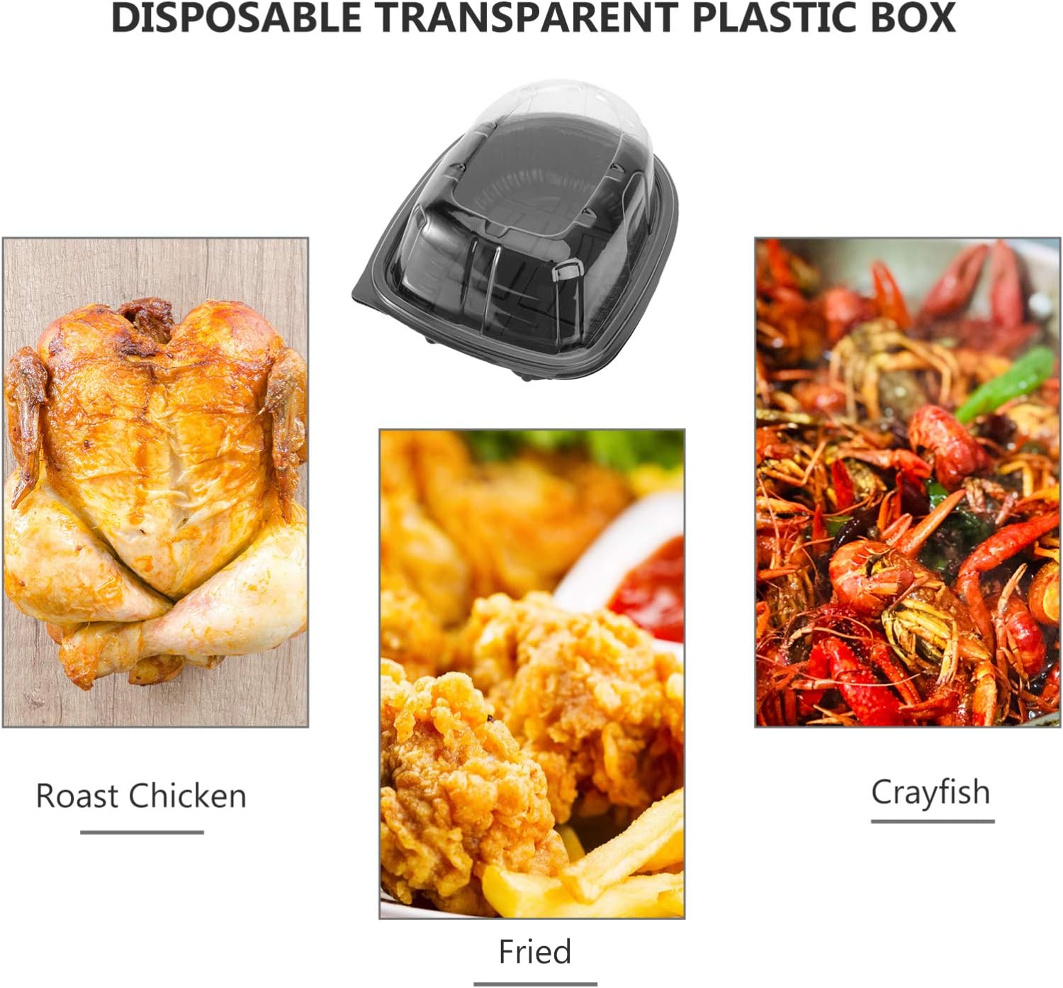 Hemoton 6Pcs Plastic Take Out Food Box Container Disposable Food Takeout Box Fried Chicken Packaging Box Carry Out Container : Industrial & Scientific