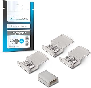 Litcessory Cut-End to Cut-End Connector for Philips Hue/Solo Lightstrip (4 Pack, White - Micro 6-PIN V4 / Solo Lightstrip)