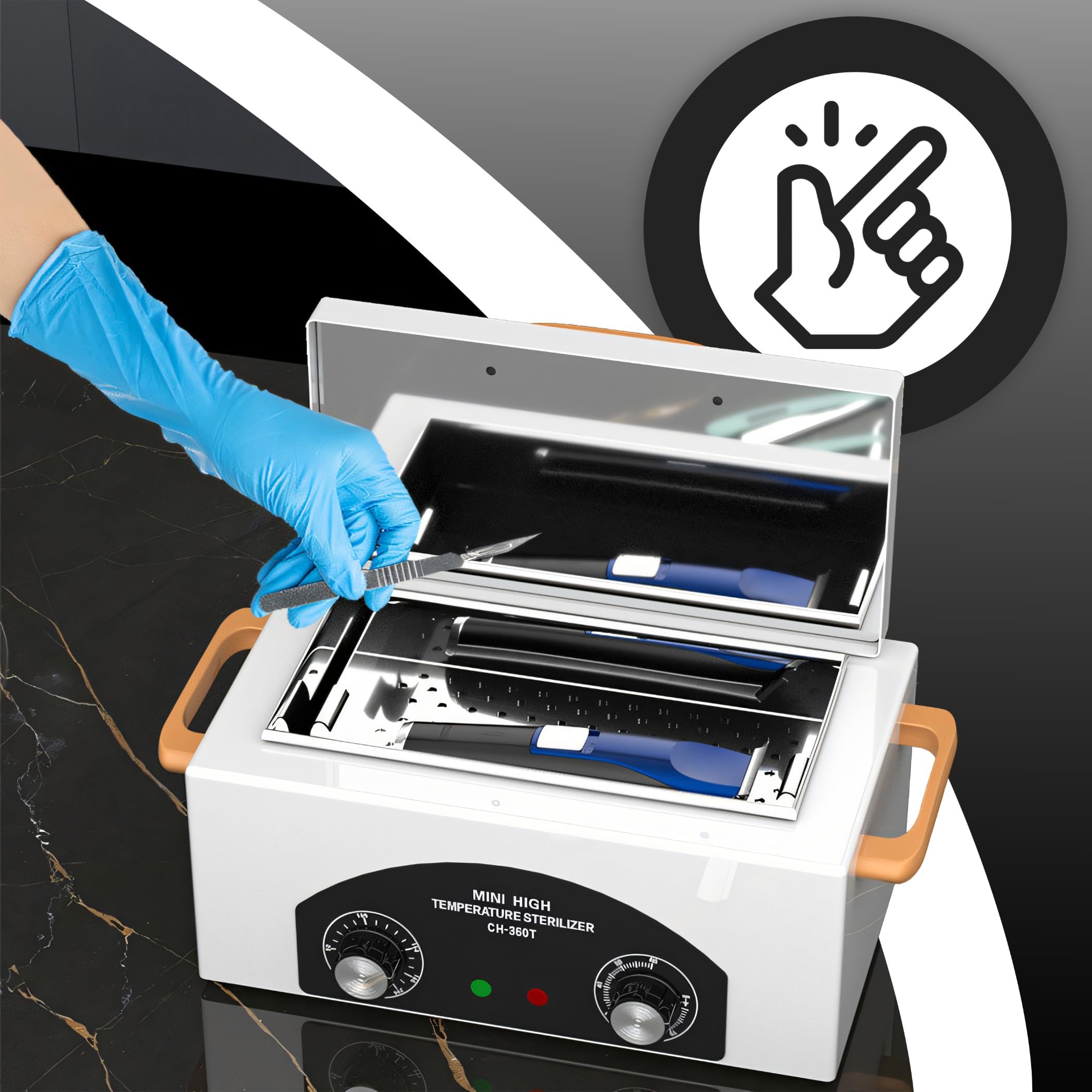 Retoo Heißluftsterilisator Desinfektion 300W 220°C mit Timer, Trockene Hitze, Hochtemperatur Sterilisator, Sterilisationsgerät für Kosmetik, Fusspflegestudios, Friseursalon, Nagel Werkzeug, Weiß