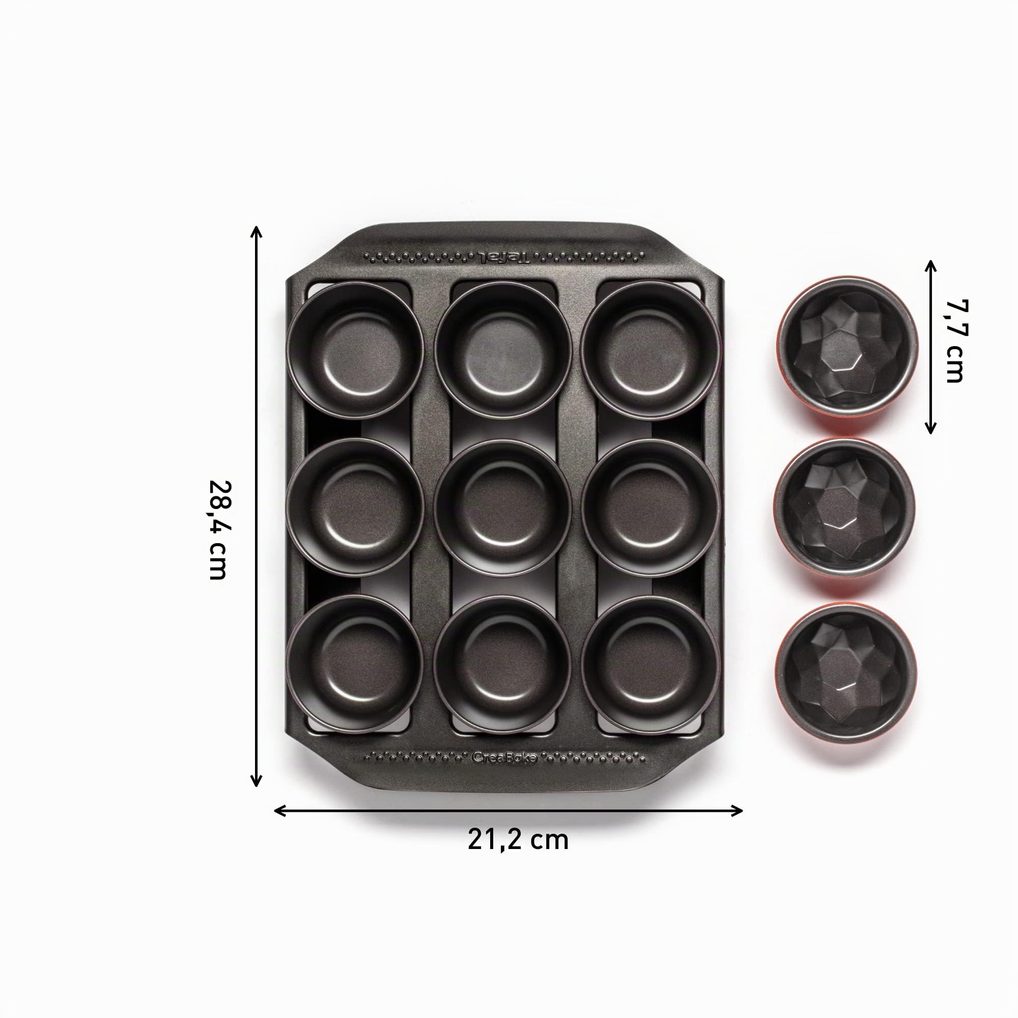 Tefal Creabake Kit initiation moules à gâteaux 9 muffins 3 moules diamant revêtement anti-adhésif système empilable recettes créatives sucrées et salées pâtisserie facile J304SS