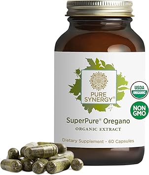 PURE SYNERGY SuperPure Oregano Extract | Oregano Oil Extract Capsules | Organic Oil and Leaf Supplement | for Immune, Digestive, and Respiratory Health 60 Capsules