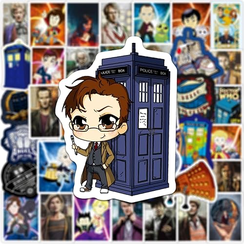 Miniatura 6 de Paquete de 50 calcomanías de Doctor Who para niños, calcomanías de la serie Doctor TV para adolescentes y adultos, calcomanías de vinilo