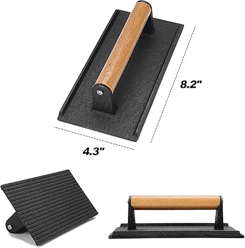 Miniatura 3 de Skyflame Cúpula de fusión de queso de 12 pulgadas y prensa de hamburguesas de 8 pulgadas, juego de 2 accesorios de plancha para parrillabarbacoa