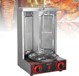 MDYHY Doner Kebab Machine Electric Kebab Grill Vertical Broiler Gyro Meat Rotisserie with 2/3 Burners Temperature Adjustment for Commercial Home Kitchen,Silver-TwoHeads